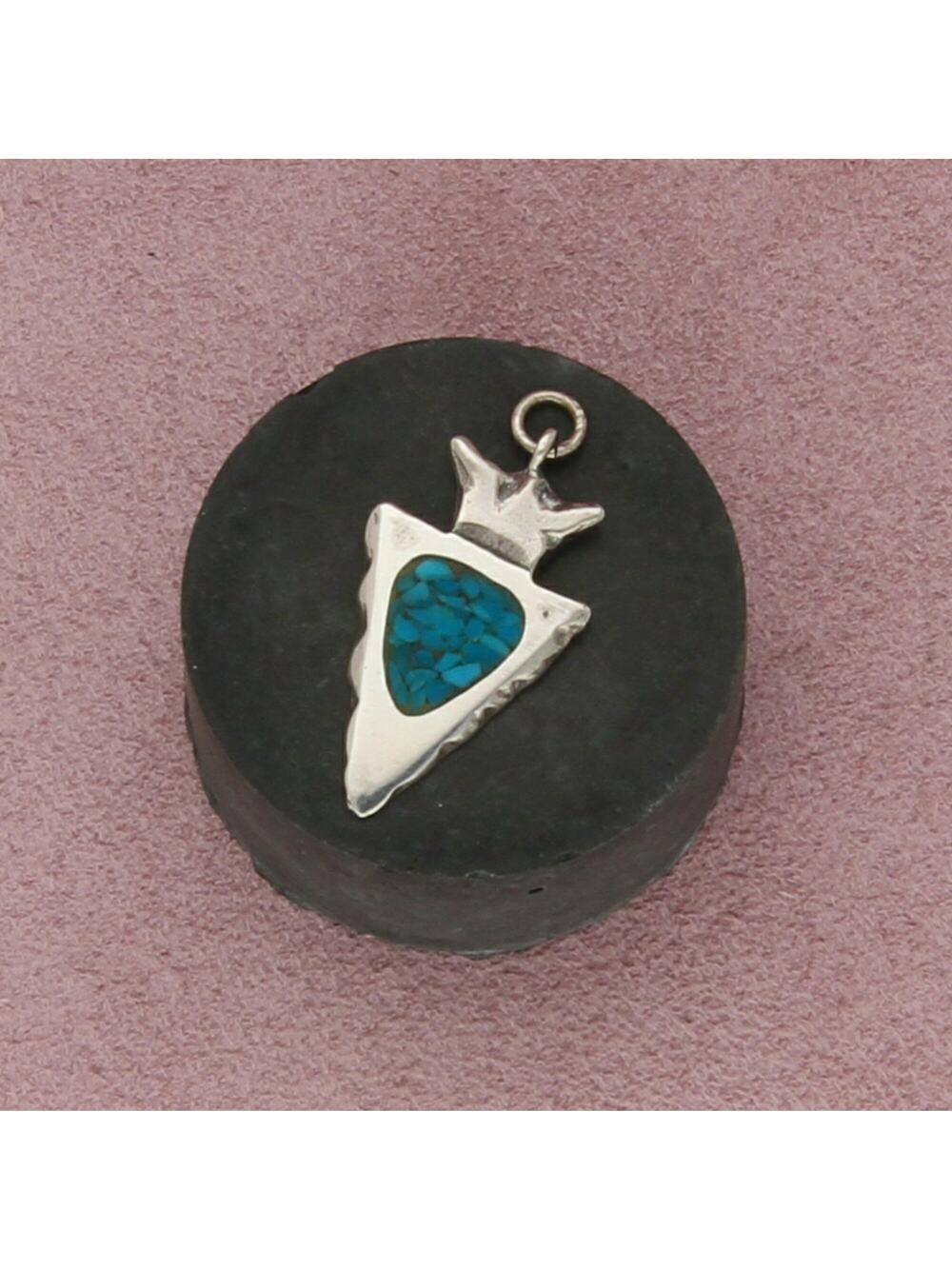 navajo sterling silver vintage crushed turquoise arrow head pendant